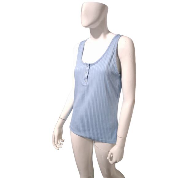ICHI Quiet Luxury Ribbed Snap Women's size Large Old Money Sleeveless Casual Top - Picture 1 of 13